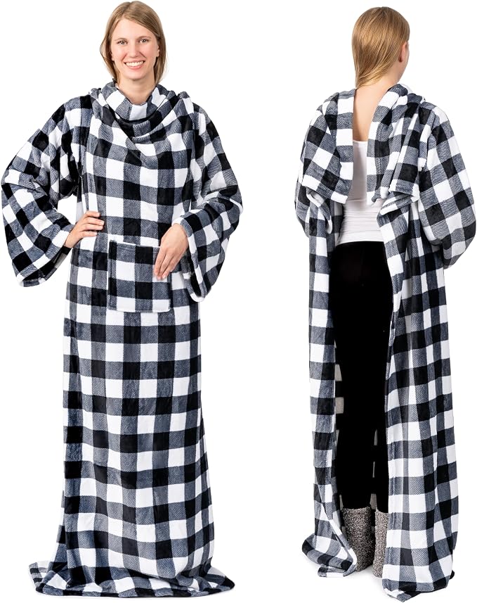 PAVILIA Wearable Blanket with Sleeves for Adult Women Men, Cozy Fleece Warm Wrap Throw with Arms, Gifts for Christmas, Wife - Image 3