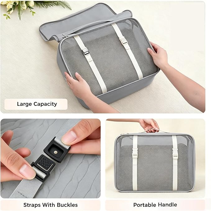 6 Set Packing Cubes, Luggage Packing Organizers for Travel Accessories, Carry on Suitcase Organizer Bags, Travel Essentials Luggage Accessories for Cruise Ship (Gray) - Image 8