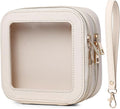 Pinkmik Double Layer Makeup Bag (Beige, 2-Layer MINI) | Small Clear Makeup Pouch, Mini Travel Cosmetic & Toiletry Bag, Purse Organizer, Car Essentials for Women by Pinkmik