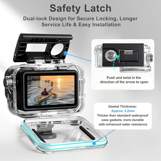 FitStill Waterproof Protective Case for DJI OSMO Action 6 | 60M/196FT Invisible Dive Protective Cover Underwater Housing with 1/4 Adapter Mount Action6 Accessory - Image 5