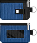Minimalist RFID Blocking Small Wallet with ID Window,WaterResistant Zip Id Case Wallet with Lanyard Keychain for Cards,Cash,Travel,Women,Men (Electric Blue/Black) by CCUMI