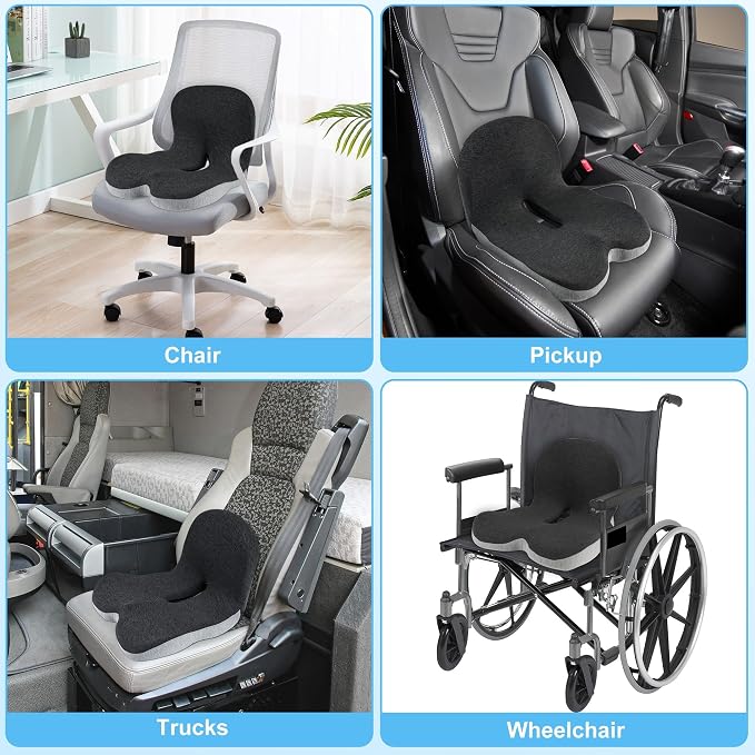 Truck Driver Seat Cushion, Memory Foam L-Shaped Ergonomic Cushion for Office Chairs, Comfort & Support for Long Sitting - Image 7