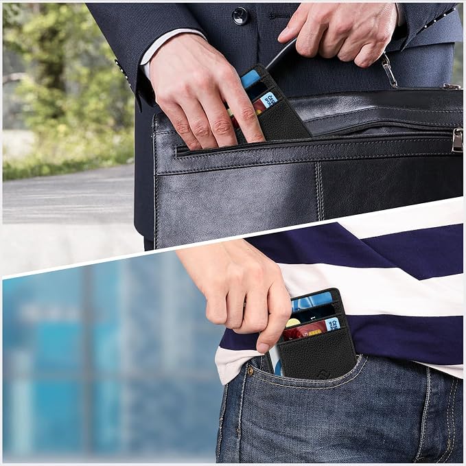 FINTIE Slim Front Pocket Wallet, RFID Blocking Credit Card Holder | Minimalist Card Cases with ID Window for Men Women, Black - Image 6