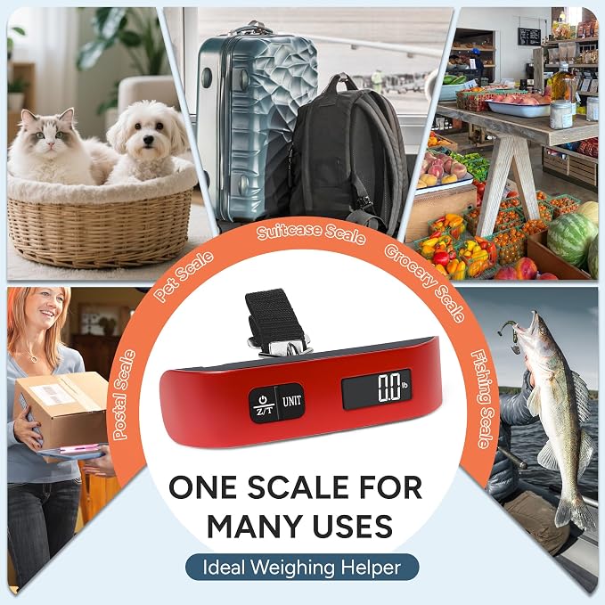travel inspira Luggage Scale, Portable Digital Hanging Baggage Scale for Travel, Suitcase Weight Scale with Rubber Paint, 110 Pounds, Battery Included - Image 7