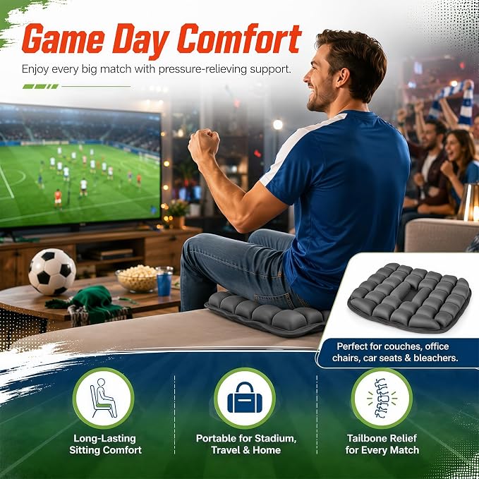 Travel Seat Cushion for Airplane, Inflatable for Long Flights, Portable Ergonomic Adjustable Air Pad – Tailbone & Lumbar Pain Relief for Plane, Stadium, Car, Wheelchair, Driving, Office, Work - Image 7