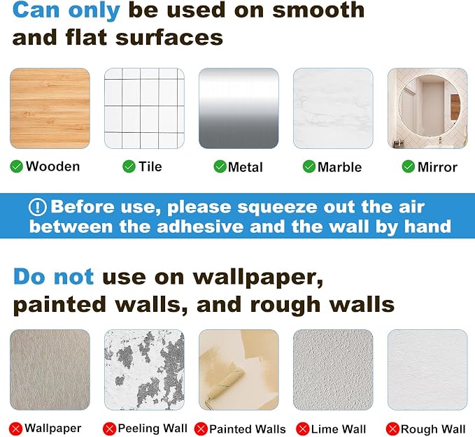 Adhesive Bathroom Shelves, 6 Pack Acryilc No Drill Stick on Shelf - Image 5