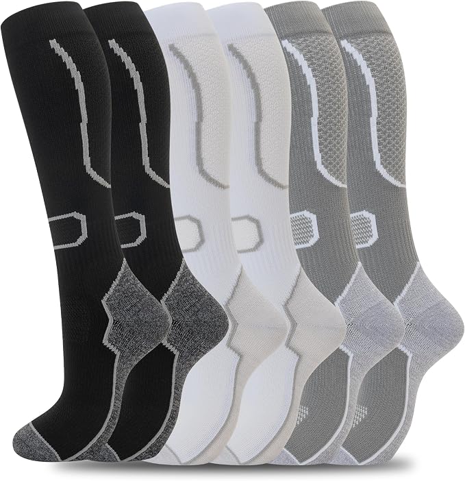 fenglaoda 6 Pairs Compression Socks for Women & Men Knee High Cute Circulation Socks for Nurse Pregnant Travel Athletic by fenglaoda