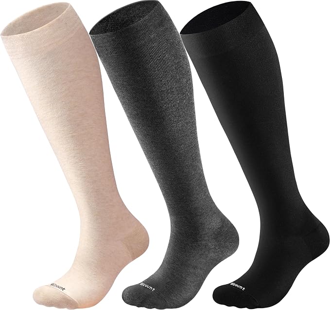 Cotton Compression Socks for Women&Men 15-20mmHg Knee High Cute Support Sock for Nurses, Pregnant Women, Travel by Blicount
