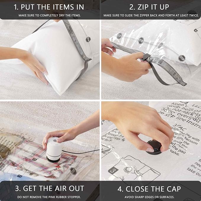 Vacuum Seal Bags for Clothing Travel and Home Storage, Travel Vacuum Bags with Electric Pump, Space Saver Compression Packing Cubes for Luggage Suitcase Bedding Blankets Clothes, 20 Combo - Image 6