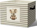 Rustic Elephant Football Storage Bins Boxes Handles | grey striped nursery foldable basket for organizing bedroom toddler playroom by Unknown
