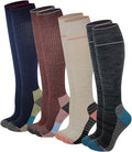 Dr. Motion Compression Knee HIgh Socks (4 Pairs), Arch Support Outdoor Running HIking Socks for Women by Dr.+Motion
