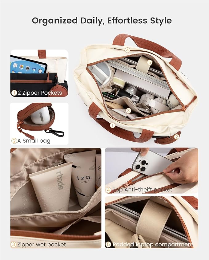 LOVEVOOK Tote Bag for Women, Expandable Laptop Work Bag 15.6 Inch, 33L Large Travel Handbag with 40oz Tumbler Holder, TSA - Image 2