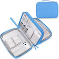 FYY Electronic Organizer, Travel Tech Pouch Bag, Extra Large, Cyan | Wrist Strap, Waterproof, Double Layers Electronics Travel Case for iPad, Cord, Laptop Charger, Daily and Business Trips Use by FYY