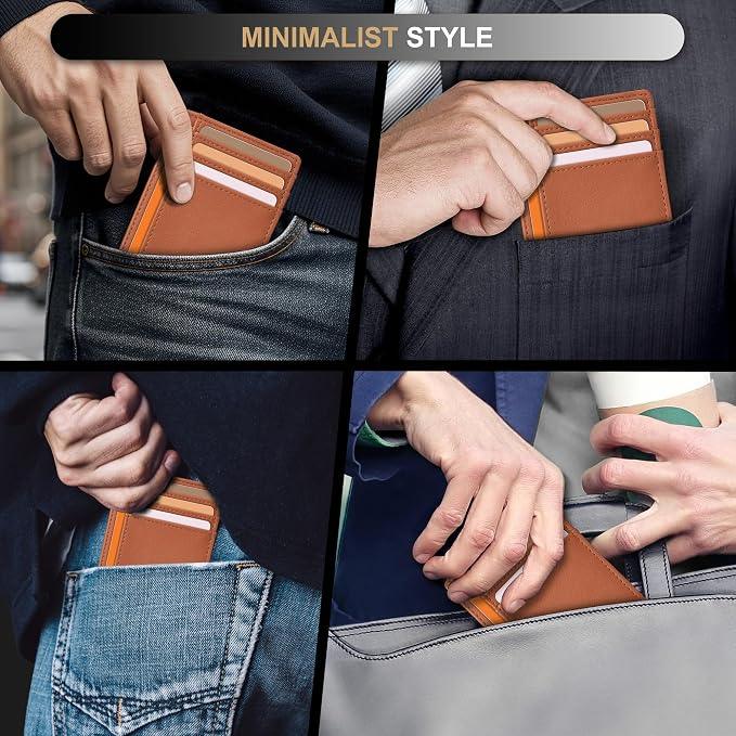 Travelambo Slim Wallet Front Pocket Minimalist Leather RFID Blocking Medium Size - Image 7