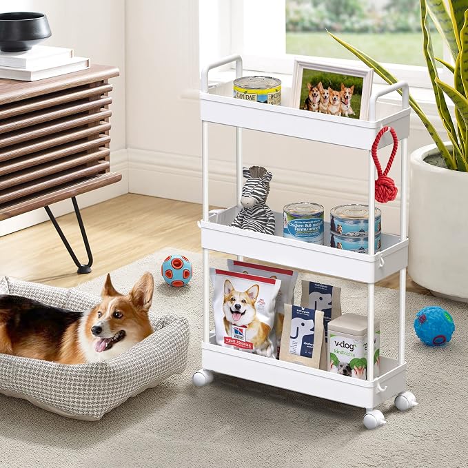 SOLEJAZZ Slim Rolling Storage Cart Skinny Bathroom Organizer, 3 Tier, White | Thin utility cart with wheels for bathroom, laundry room, bedside, kitchen, dorm, office, next to fridge, small narrow places - Image 6