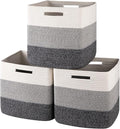 OIAHOMY 13 Inch Cube Storage Bins, 3-Pack Cotton Rope Woven Baskets for Organizing, Insert Storage Baskets for Shelves, Baby Nursery, Closet Organizer, 13 * 13 * 12.6IN, Gradient Gray by MasterofSpaceOptimization