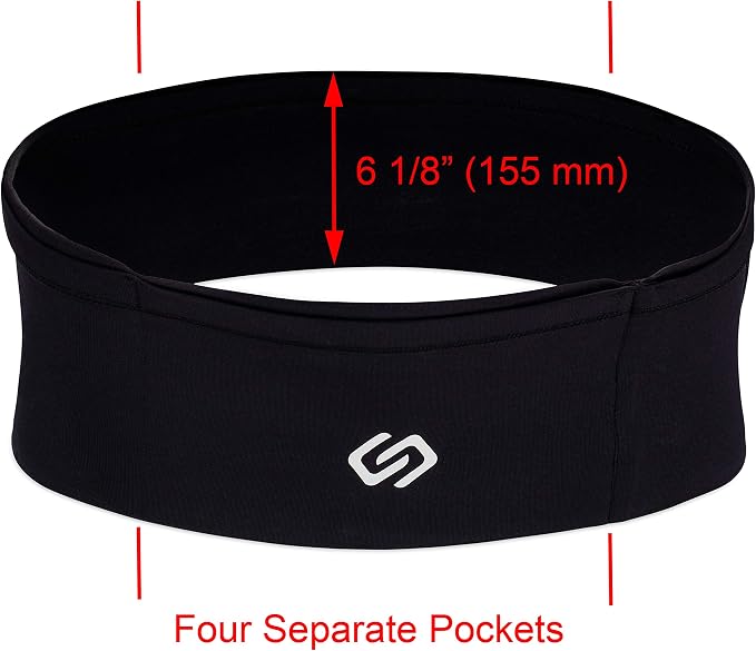 VersaMax Running Belt, Anti-Theft Travel Money Band, Black, XS | Secure Stretch Double-Flap Waist Pack Fits All Cell Phones. Pickpocket-Proof Travel Passport Pouch & Medical Device Holder - Image 6