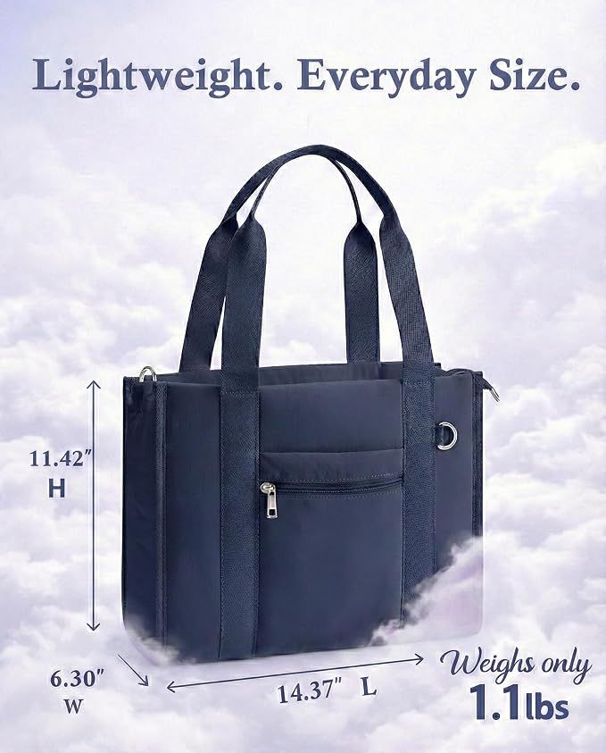 Work Tote Bag for Women, Lightweight Puffer Tote Crossbody with Zipper | Travel Utility Tote Multi-Pocket, RFID Pocket, Large Capacity, Luggage Sleeve, Shoulder Bag for Office, Daily, Gym, Teacher - Image 8