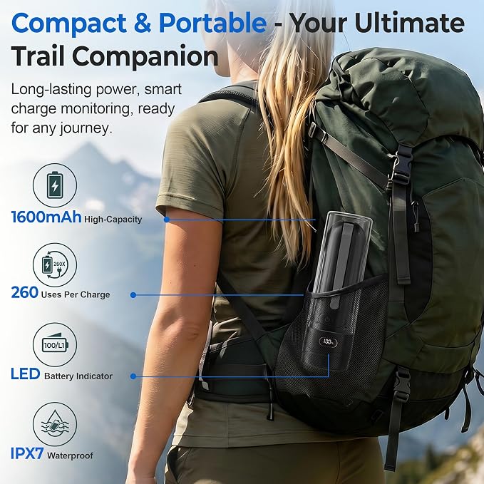 Electric Portable Bidet – Rechargeable Travel Bidet for Women Postpartum Care & Personal Hygiene | 3 Pressure Modes for Home Travel & Camping, Black - Image 2