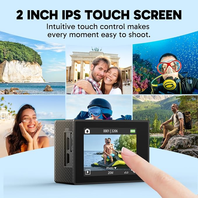 AKASO EK7000 Pro 4K30fps Action Camera with 256GB MicroSDXC U3 Card Accessories Kit Bundle, 20MP Ultra HD 131ft Waterproof Underwater Camera EIS WiFi Remote Control 5X Zoom Sport Cameras - Image 6