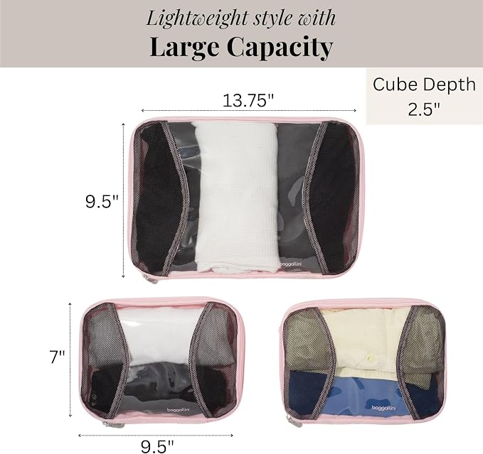 Baggallini Compression Cube 3-piece set - Lightweight Compression Packing Cubes for Travel - Image 4