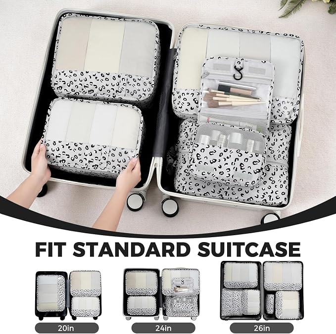 BAGAIL 9 Set Packing Cubes with Packing List Luggage Packing Organizers for Travel Accessories (Grey leopard) - Image 8
