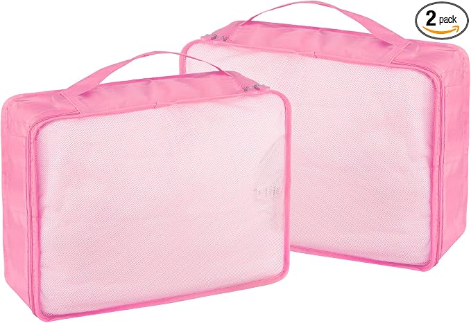 Packing Cubes Set, 2 Pcs Packing Organizers Set for Suitcases (Pink) by Ebbniur