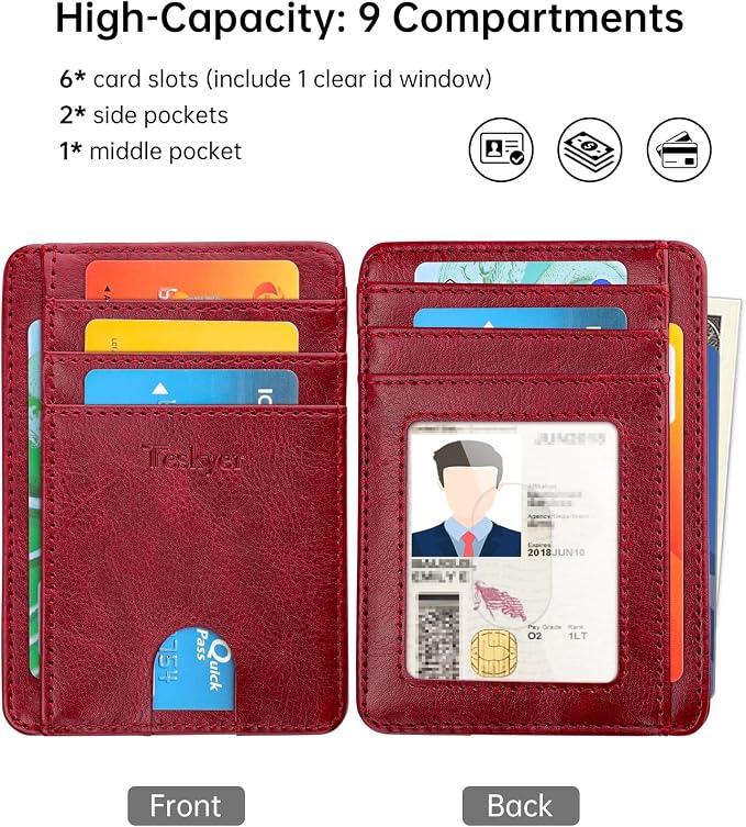 Teskyer Slim Minimalist Wallet for Men, RFID Front Pocket Card Holder | Ultra Slim Front Pocket Design, 8 Card Slots, RFID Protection, Smooth Faux Leather for Everyday Carry - Image 5
