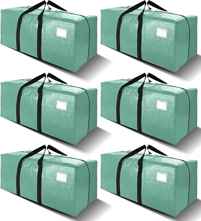 VELVETSURE 6 Pack Heavy Duty Large Moving Bags W/Backpack Straps - Strong Handles & Zippers, Storage Totes For Space Saving, Fold Flat, Alternative to Moving Box and Storage Bin, Teal by VELVETSURE
