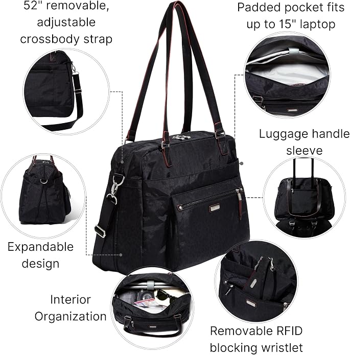 Baggallini Overnight Expandable Laptop Tote with RFID Phone Wristlet - Image 4