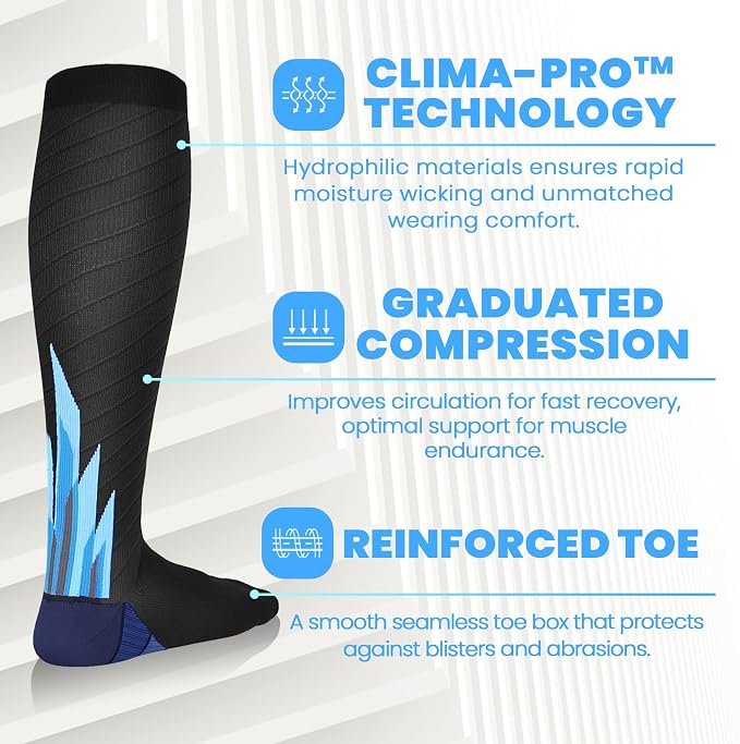 NEWZILL Medical Compression Socks for Women & Men Circulation 20-30 mmHg, Best Support for Running Athletic Cycling Nursing Travel Work and Fitness - Image 2