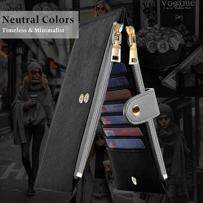 Travelambo RFID Wallet Women Bifold Multi Card Wallet Case with Zipper Pocke Credit Card Holder for Women - Image 4
