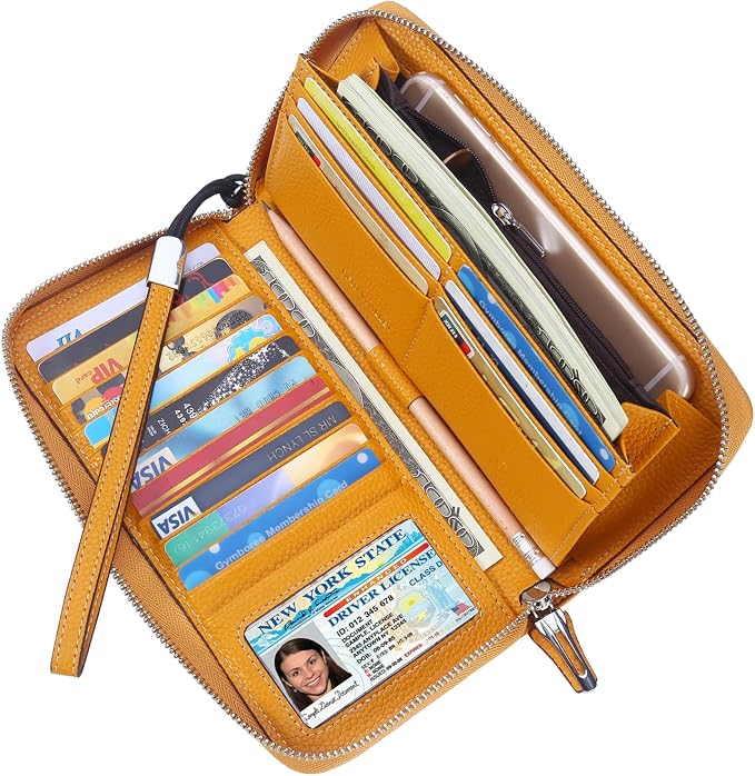 Small Compact Women Wallet RFID Blocking Genuine Leather Bifold Purse with ID Windows by Lavemi