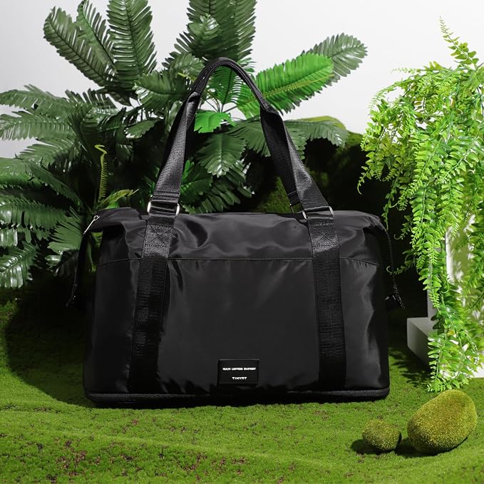 TINYAT Foldable Travel Duffle Bag Expandable Personal Item Travel Bag,32L | Expandable Gym Bag for Women Weekender Carry On Overnight Tote Large Capacity Portable Luggage Bag - Image 8