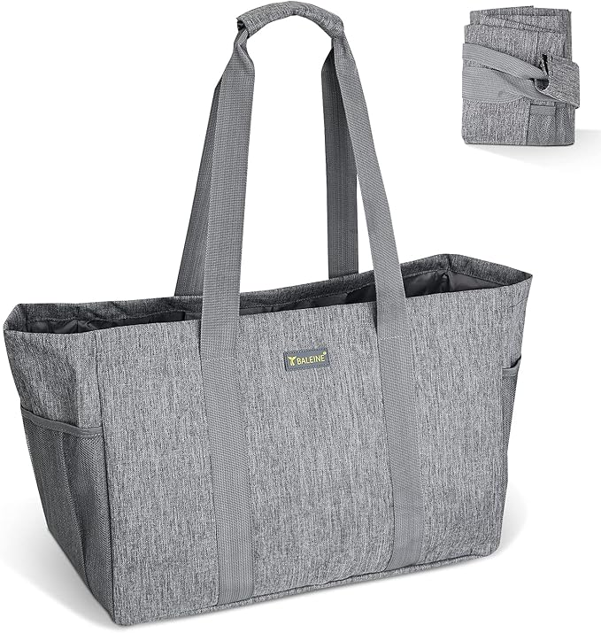 BALEINE Soft 9 Gallon Extra Large Utility Tote, Foldable Reusable Storage Bag (Winter Gray) by BALEINE