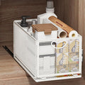 Pull Out Cabinet Organizer, No Drill Adhesive Sliding Drawers for Kitchen, Metal Mesh Wire Storage Shelf for Pantry & Under Sink, White (9.6" W x 15.7" D x 8.4" H) by AmzAgeHomeKitchen