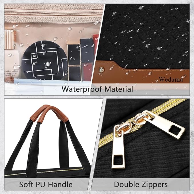 Toiletry Bag for Women, Hanging Travel Toiletry Bag with Jewelry Organizer Compartment Large Makeup Bag, PVC Waterproof Cosmetic Travel Bag for Travel Business Trips Camping Bathroom, Black - Image 6