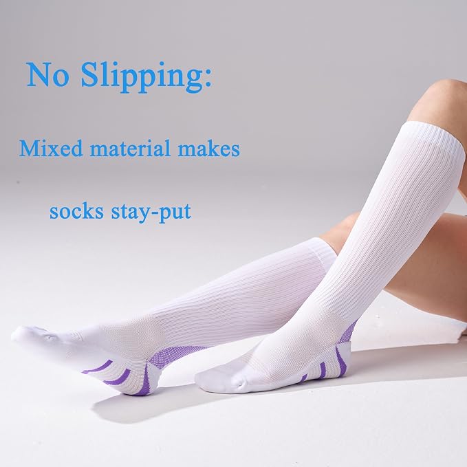 4 Pairs Compression Socks For Women and Men 20-30mmHg Graduated Compression Circulation Support Socks For Travel - Image 3