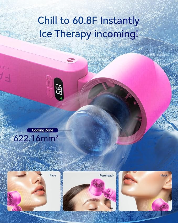 Handheld Portable Turbo Fan with Ice Cooler, Speed (1-199) 5500mAh Rechargeable Personal Fan,[20H Cooling Time] Mini Yet Powerful [20000 RPM] Small Pocket Fans for Travel/Outdoor/Home/Office, HotPink - Image 2