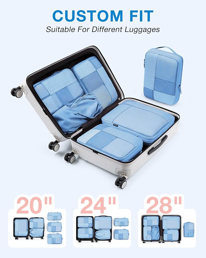 BAGSMART Compression Packing Cubes for Travel, 6 Set | Fits 20/24/28in Carry-On Suitcases, Compressible Bags Streamline Cruise Travel Essentials, Sturdy Handles, Machine Washable - Image 3
