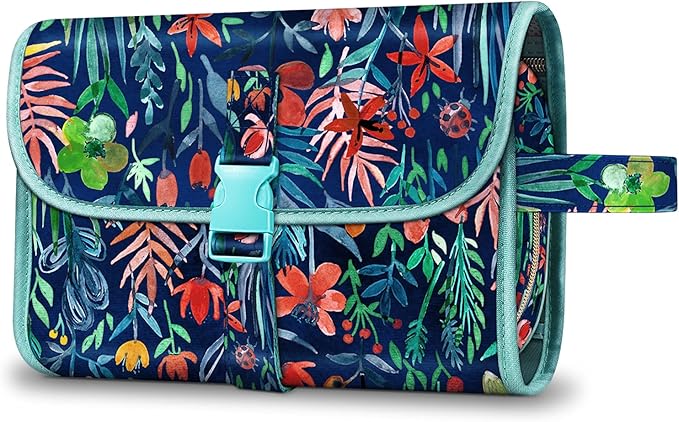 FINTIE Portable Toiletry Cosmetic Travel Bag Hanging Makeup Organizer | Large Water Resistant Storage Pouch Case, For Women Girls, Jungle Night by Fintie