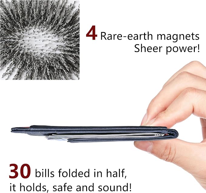 Toughergun Slim Wallet for Men RFID Blocking Money Clip, Minimalist Front Pocket Credit Card Holder, Magnetic Thin Mens Wallets with ID Window - Image 5