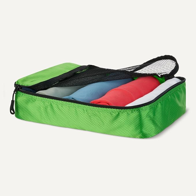 Amazon Essentials 4-Piece Packing Cubes Travel Accessories Set, Luggage Organizer with Double Zipper, Mesh Top, Space-Saving for Suitcases, Small/Medium/Large/Slim, Green (Previously Amazon Basics) - Image 3