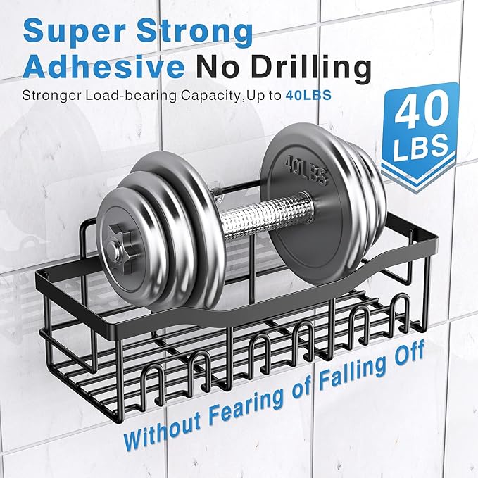 EUDELE Adhesive Shower Caddy, 5 Pack Rustproof Stainless Steel Bath Organizers With Large Capacity, No Drilling Shelves for Bathroom Storage & Home Decor - Image 4