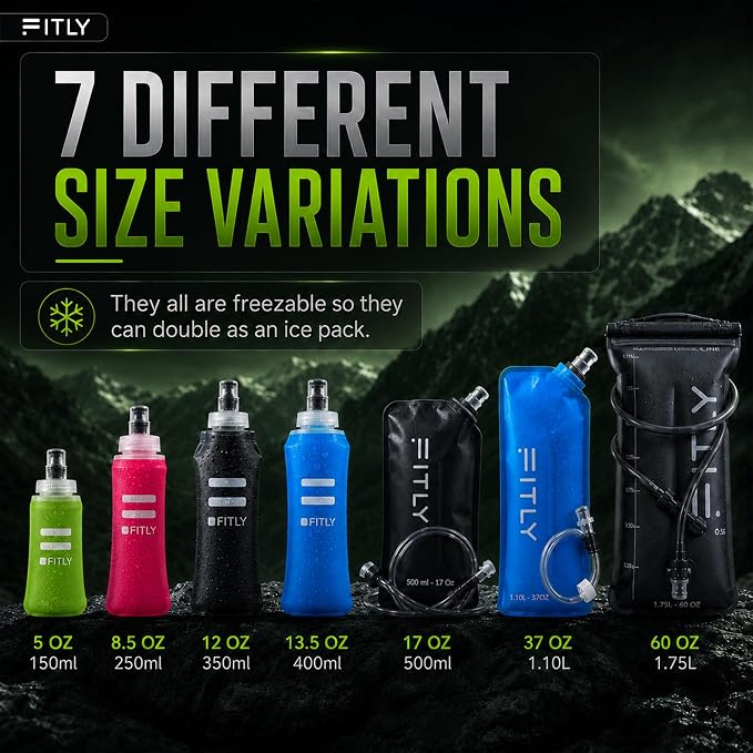 FITLY Soft Flask - Shrink As You Drink Soft Water Bottle for Hydration Pack - Folding Water Bottle Ideal for Running, Hiking, Cycling, Climbing & Rigorous Activity - Image 7