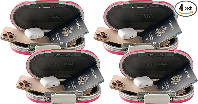 Master Lock Pink Portable Small Safe - Set Your Own Combination, Travel-Friendly Design for Phone, Passport & Money Storage, Model 5900DPNK (Pack of 4) by Unknown