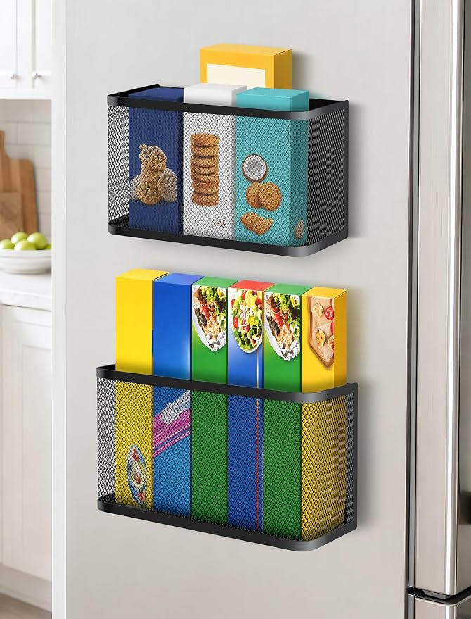 Magnetic Storage Basket Set, 2-Pack Dryer Ball Holder | Medium & Small: Attach to Fridge or Any Metal Surface in Seconds, No Hardware Needed - Image 3