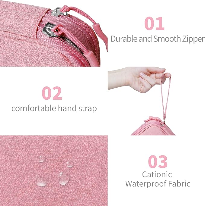 Lcsmaokin Electronics Organizer Travel Case,Electronic Accessories Storage Bag,Portable Waterproof Cable Organizer Bag,Travel Cord Organizer Bag for Small Charging Cord Storage,Cables,SD Card-Pink - Image 2