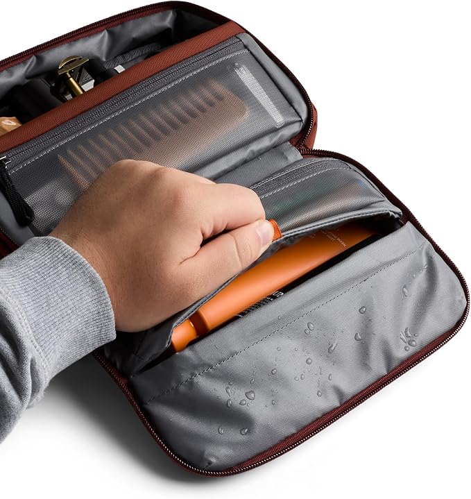 Bellroy Hanging Toiletry Kit 3L, Travel Toiletry Bag - Clay | 3L hanging toiletry bag for men and women, designed for travel - Image 5