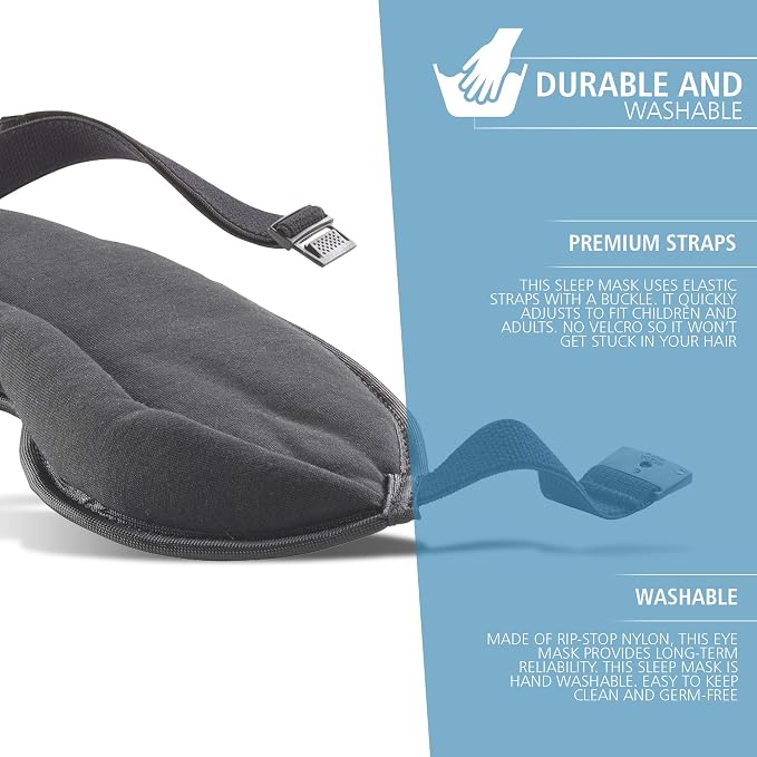 Lewis N. Clark Comfort Sleep Mask | Eye Mask for Travel | Comfortable & Breathable | Light Blocking & Adjustable | Black - Image 2